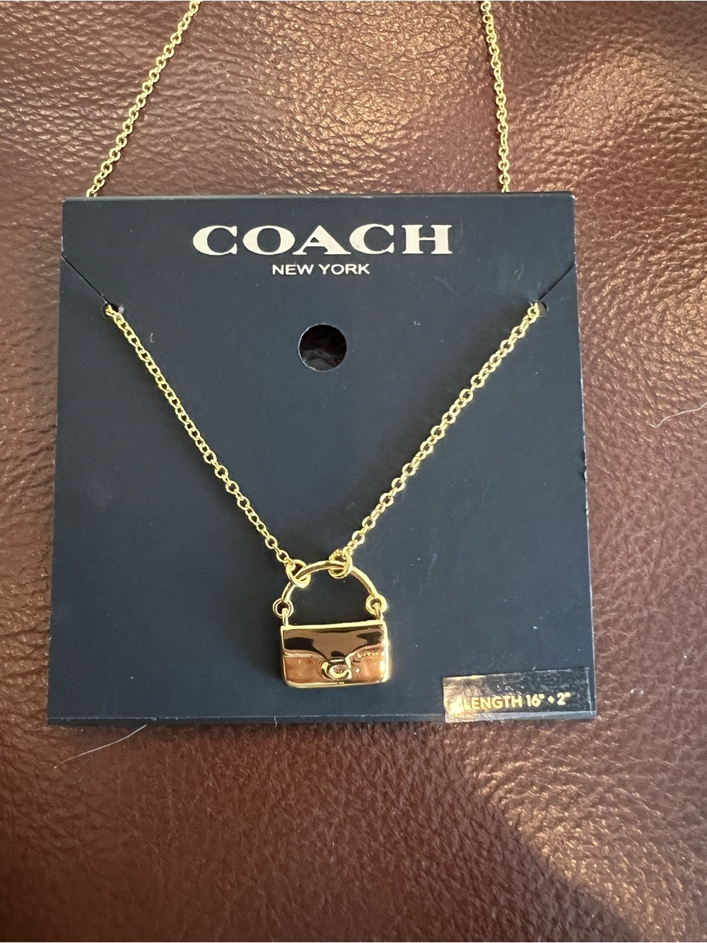 NWT Coach Tabby Bag Pendant Necklace Gold Plated Link Chain